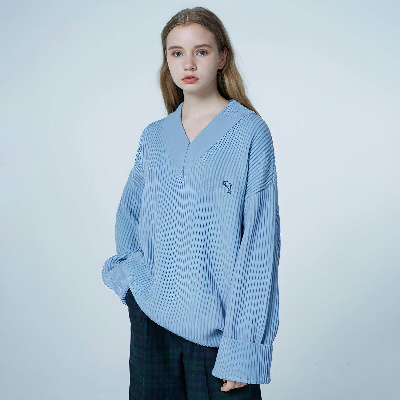 New V-neck Sweater Women Loose-fitting Outer Top - Which Mark