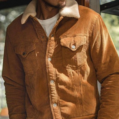 Men Retro Corduroy Lapel Jacket - Which Mark