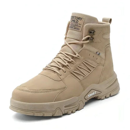 Men's High Top Men's Autumn And Winter Leather Work Shoes - Which Mark