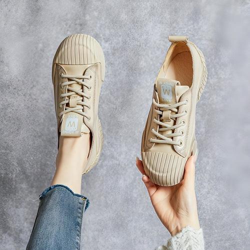 Women's Soft Bottom Skateboard Shoes All-Match Platform Lace-up - Which Mark