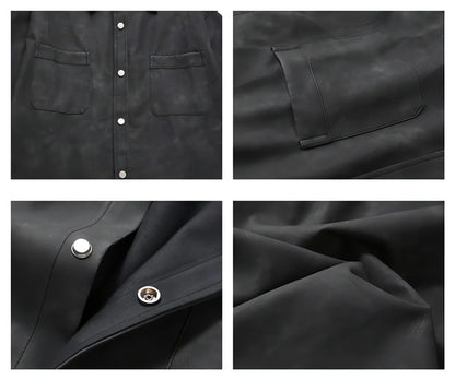 Retro Street Style Washed-out PU Leather DressShirt Men - Which Mark