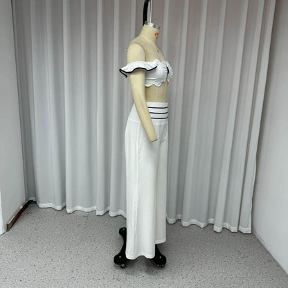 Women's Fashion Casual Off-shoulder Solid Color Two-piece Set - Which Mark