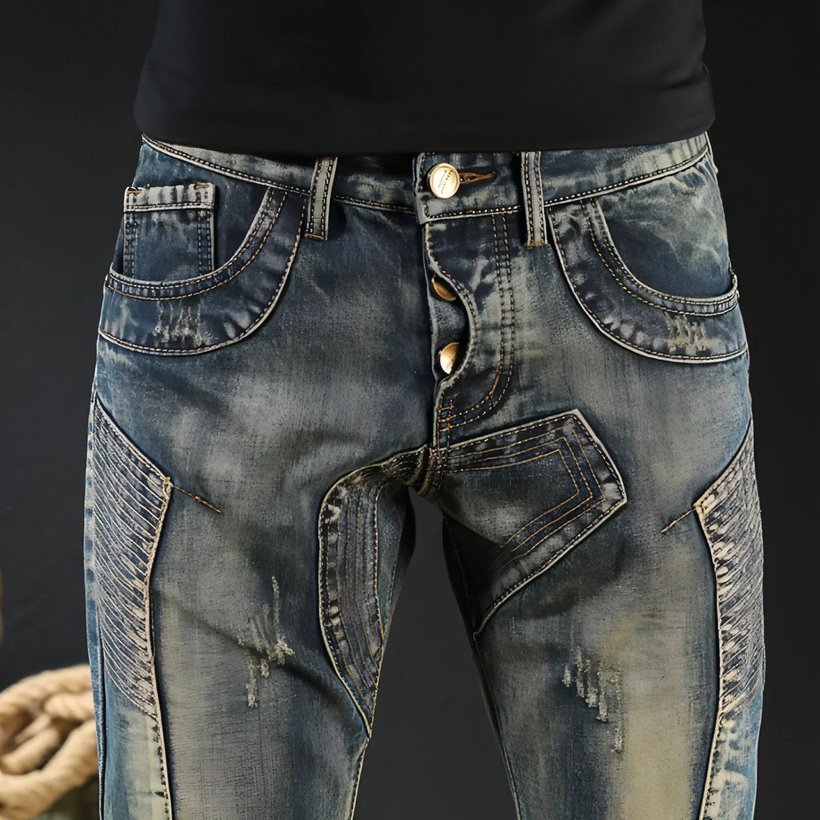 Men's Fashion Japanese Style Retro Nostalgic Motorcycle Jeans Men - Which Mark