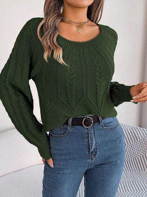 Leisure Solid Color Twist Long Sleeve Pullover Sweater Women - Which Mark