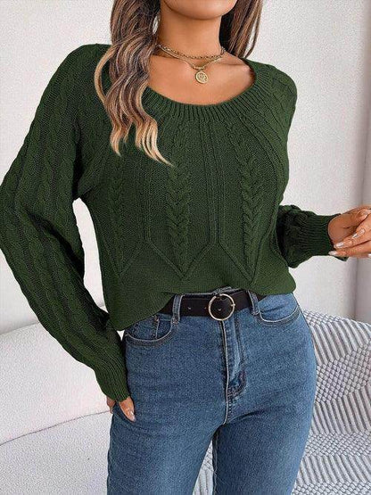 Leisure Solid Color Twist Long Sleeve Pullover Sweater Women - Which Mark