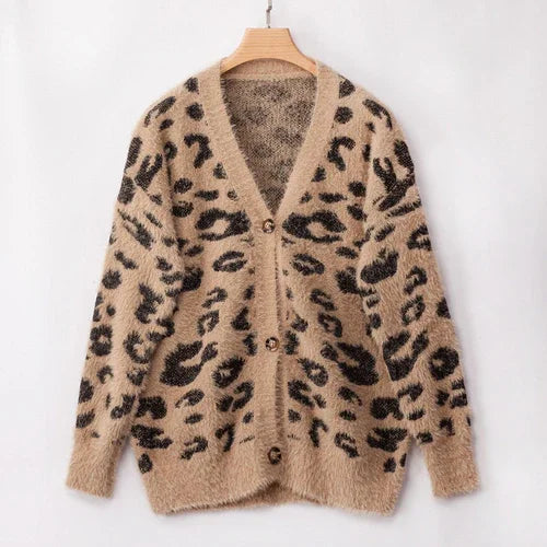 UrbanFur™ – Long Sleeve Leopard Knit Cardigan - Which Mark