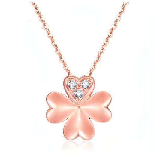 Rose Gold Clover Diamond Pendant Necklace - Which Mark