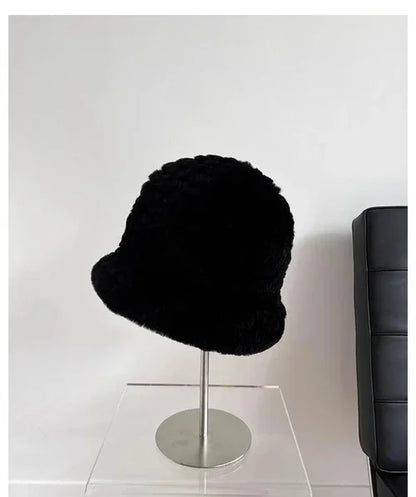 Rex rabbit fur hand-knitted bucket hat - Which Mark