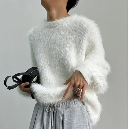 Pure Color All-matching Round Neck Pullover Thickened Mink Sweater Men - Which Mark