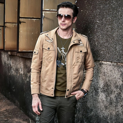 Tough Guy Washed Cotton Motorcycle Jacket Men - Which Mark