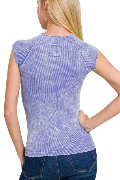 Zenana Stone Washed Ribbed Seamless Top - Which Mark