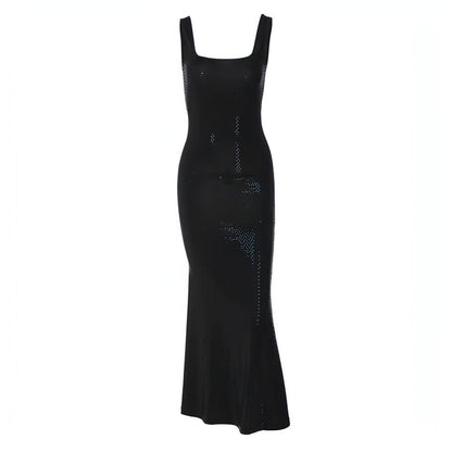 Women's Low-cut U-neck Sequin Hot Drilling Hip Spaghetti Straps Dress - Which Mark