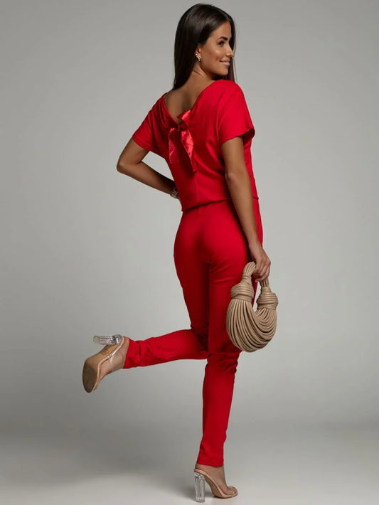 Red jumpsuit with bow 2950 - Which Mark