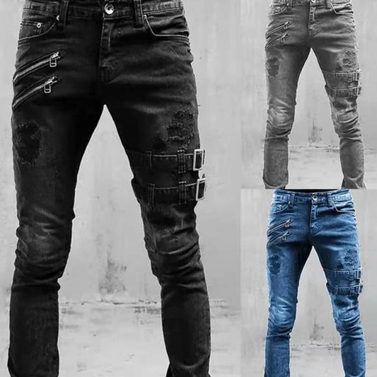 UrbanEase™ Personalized Trendy Worn Ripped Motorcycle Jeans Men - Which Mark