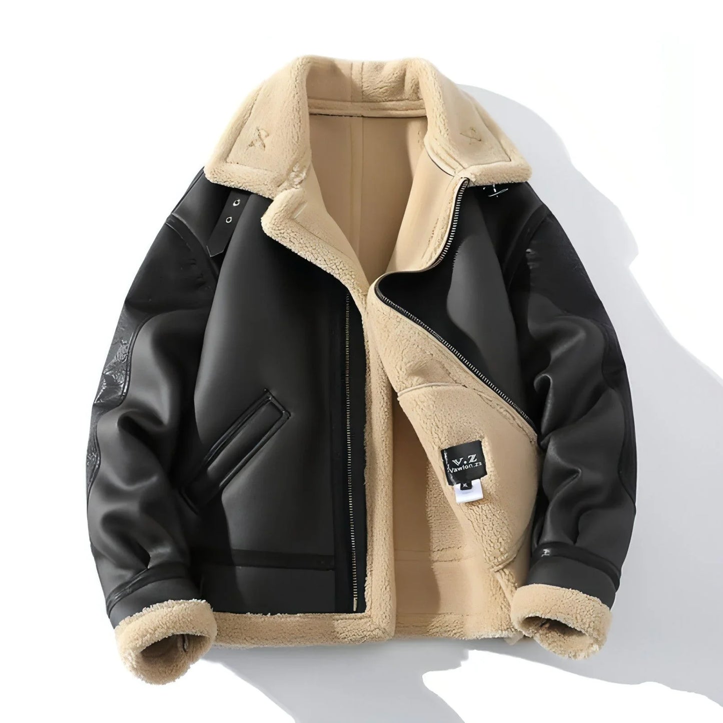 A.1 Plus Size Fleece-lined Thicker Fur Integrated Lapel Jacket Men - Which Mark