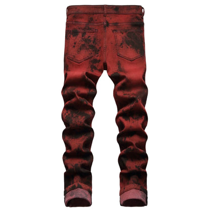 UrbanEase™ Stretch Tie Dyed Red Brick Men 's Jeans - Which Mark