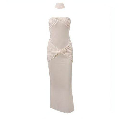 Lightly Chest-wrapped Sequins Slightly Transparent Fishtail Gown Dress - Which Mark