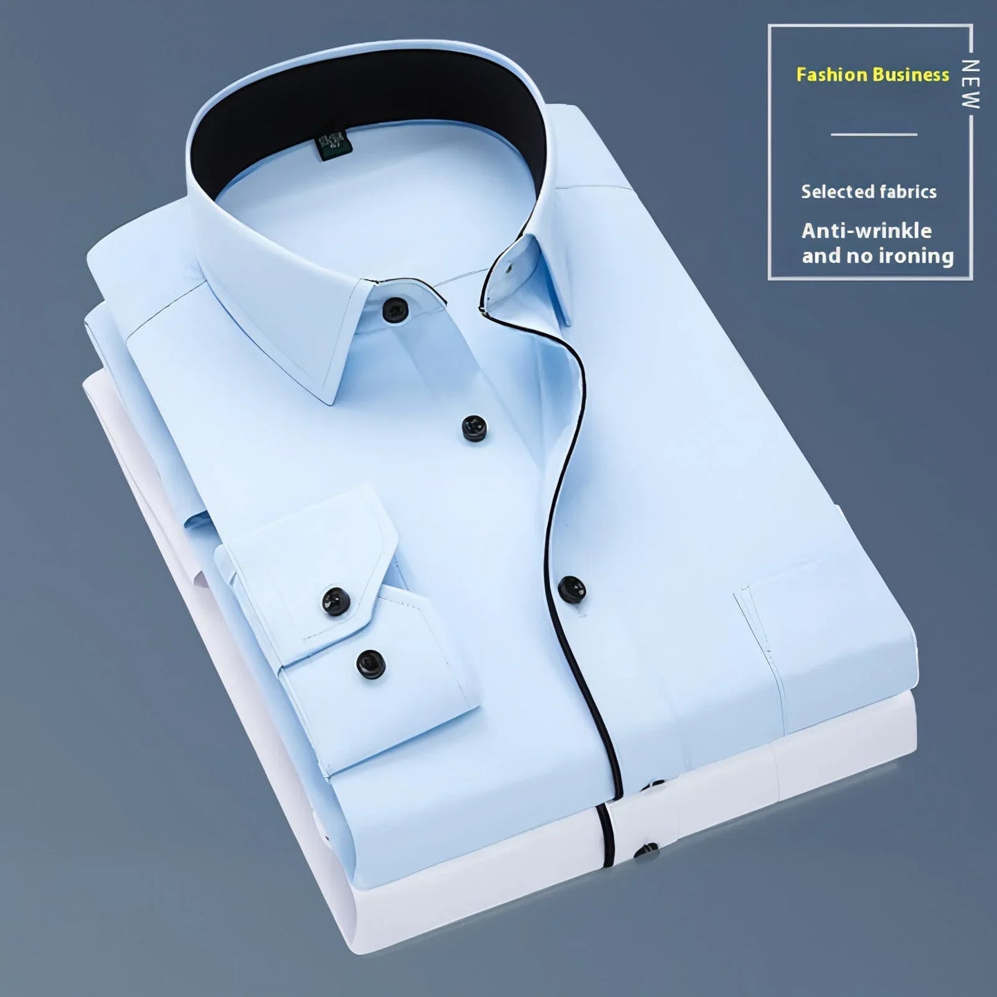 Long Sleeve Men's Business Pure Color Shirt - Which Mark