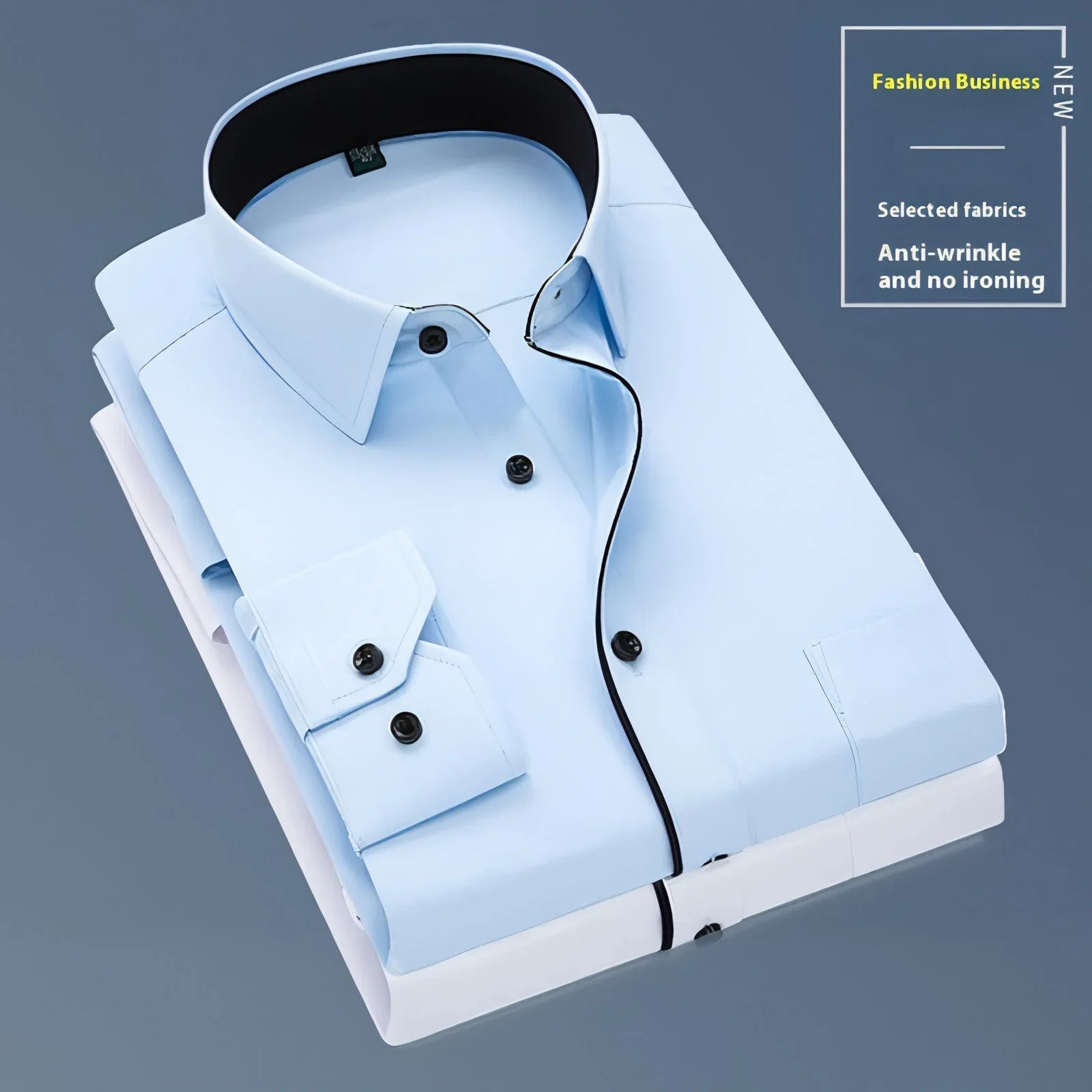 Long Sleeve Men's Business Pure Color Shirt - Which Mark