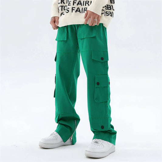 High Street Loose Hem Zip-Slit Straight-Leg Trousers Men Jeans - Which Mark