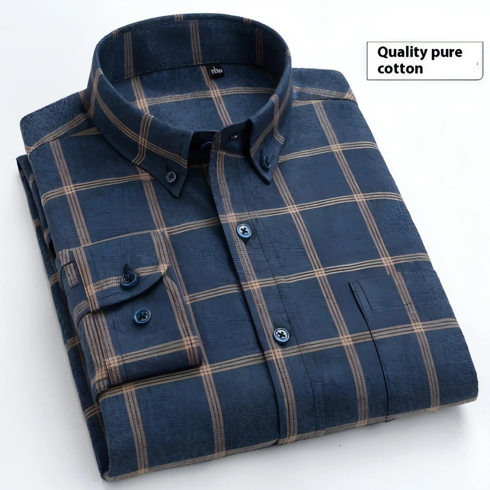 Cotton Brushed Plaid Long-sleeved DressShirt Business Casual Cotton - Which Mark
