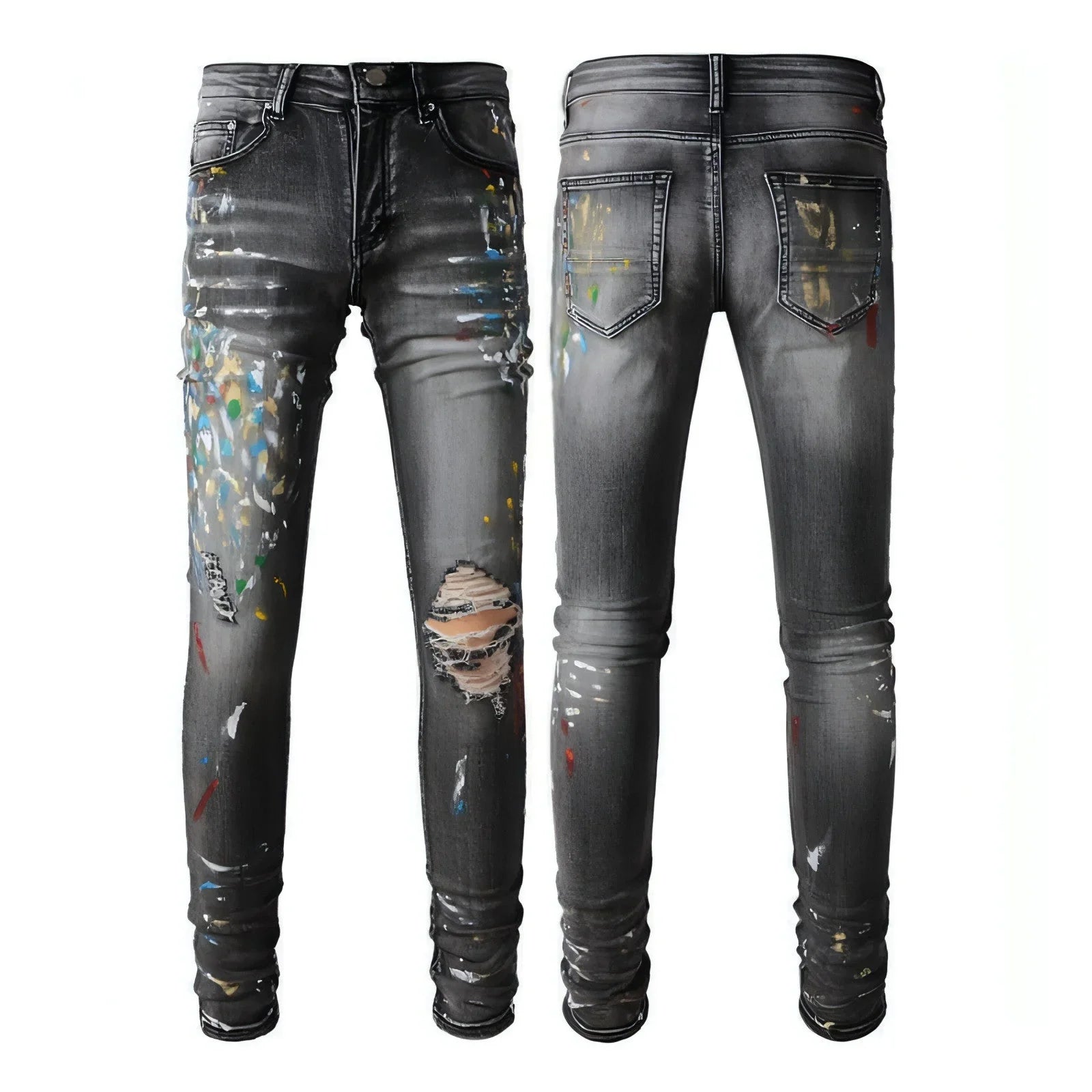 DenimDare™ Washed Elastic Slim Fitting Gray Jeans For Men - Which Mark