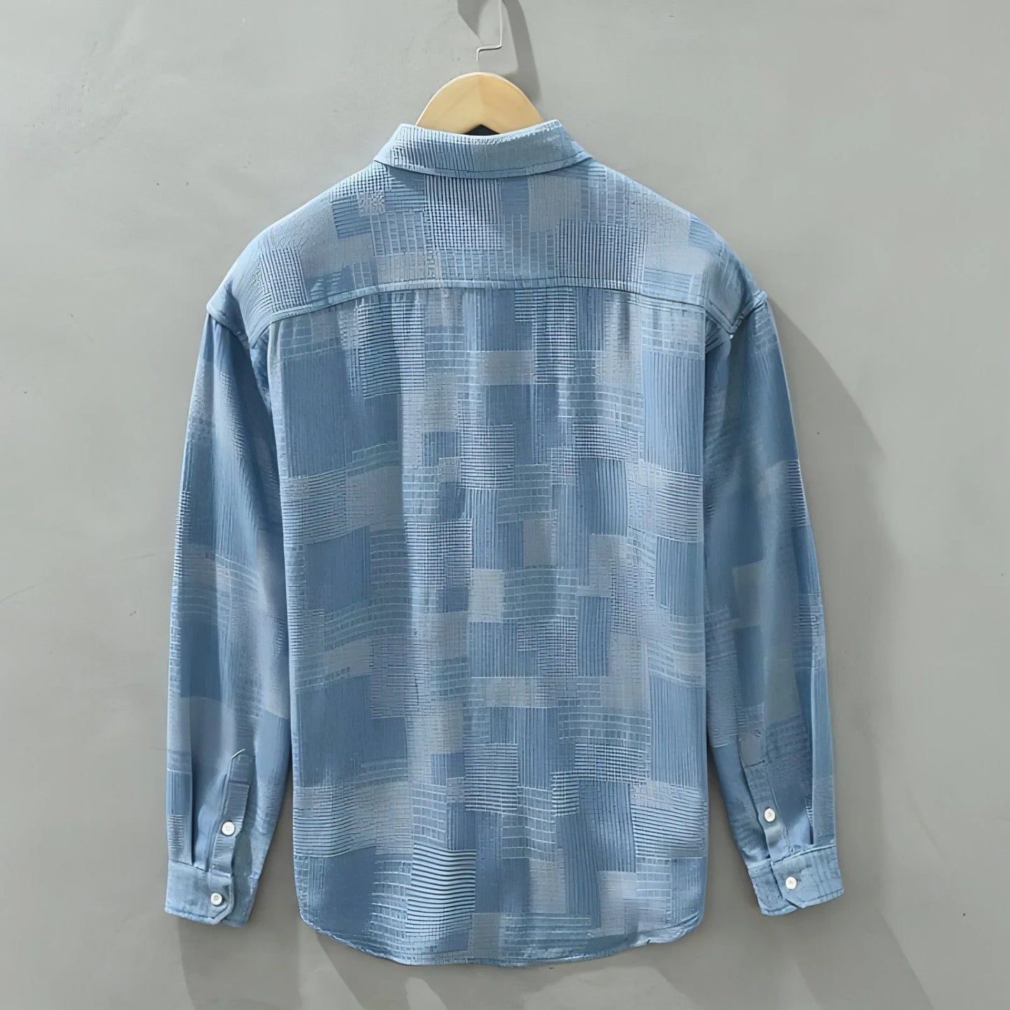 Jacquard Color Matching Casual Denim Long-sleeved DressShirt Men's - Which Mark