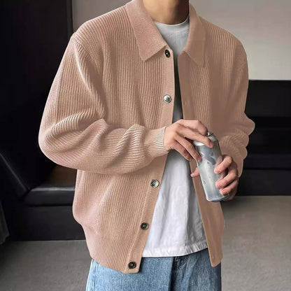 Fashion Solid Color Simple Men's Knitwear Cardigan Sweater Coat - Which Mark
