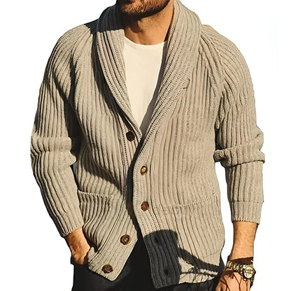 Men's Lapel Knitting Cardigan Fashion Button Sweater With Pockets - Which Mark