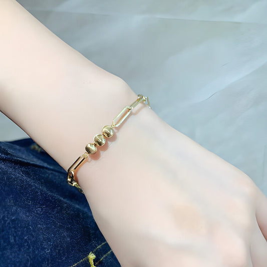 18K Gold Cat Eyeball Checker Handmade Thick Bracelet - Which Mark