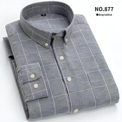 Men's Oxford Pure Color Slim Shirt For Young And Middle-aged People - Which Mark