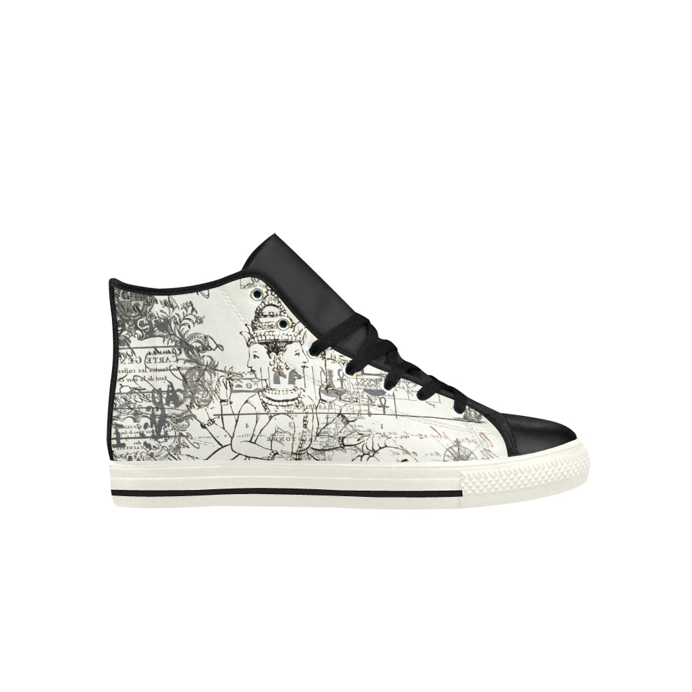 MAP AND SOME ILLUSTRATIONS High Top Action Leather Men's Shoes - Which Mark