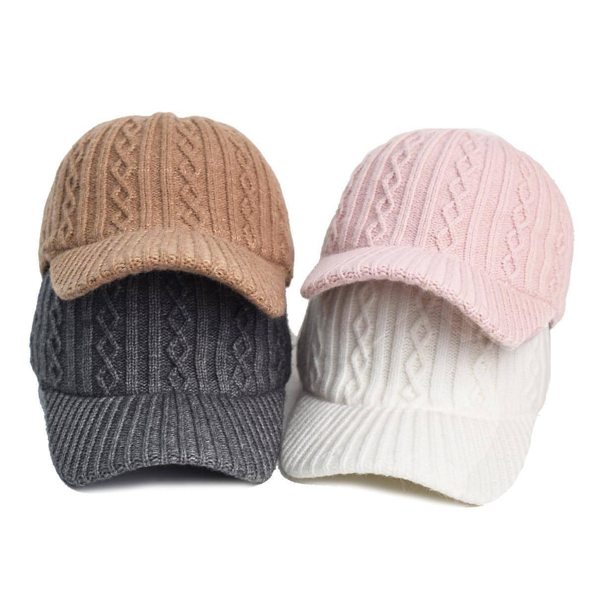 Knitting Wool Baseball Cap Korean Warm Solid Color Light Plate Peaked - Which Mark