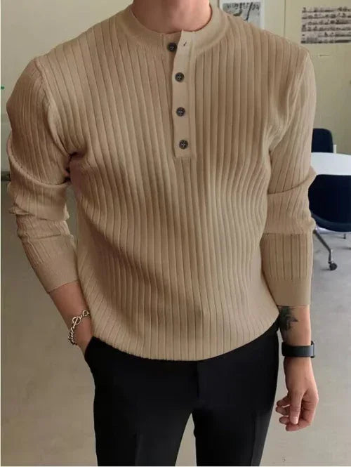 Men's Half-high Collar Button Sweater - Which Mark