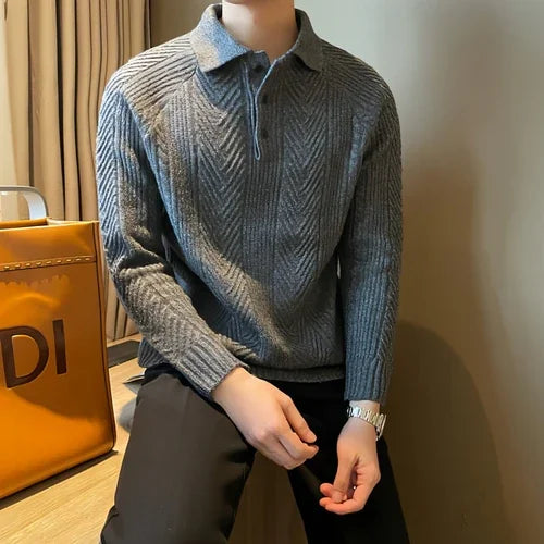 Winter Thermal Base Pullover Men's Sweater Casual Polo Collar Polo - Which Mark