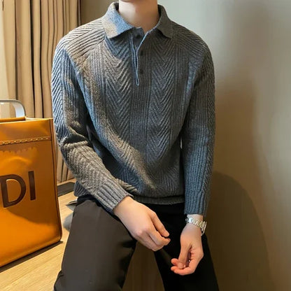Winter Thermal Base Pullover Men's Sweater Casual Polo Collar Polo - Which Mark