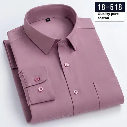 Men's Long Sleeve Solid Color Pocket Light Business DressShirt - Which Mark