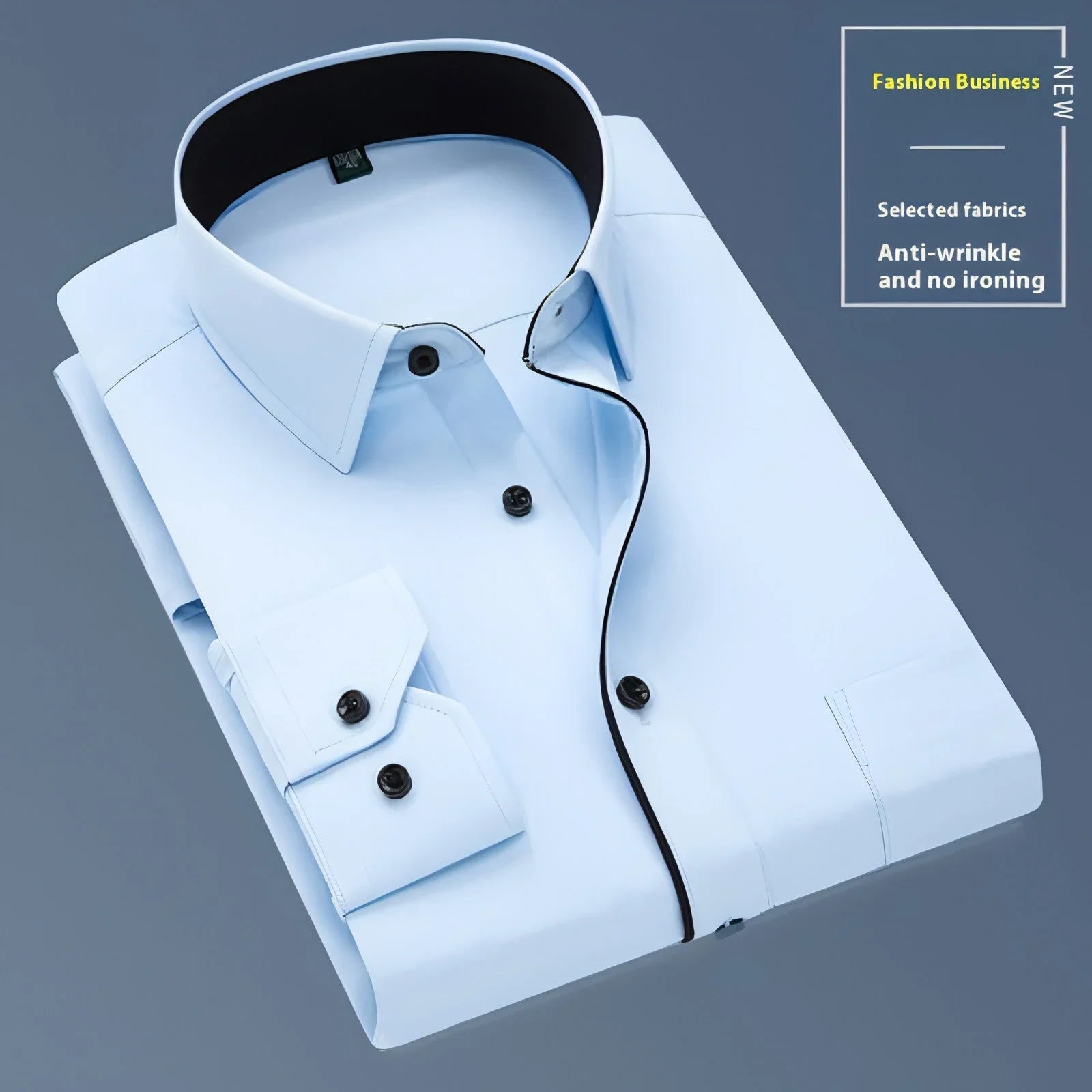 Long Sleeve Men's Business Pure Color Shirt - Which Mark