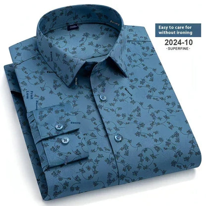 Spring And Autumn Fashion Floral Youth Men's Long-sleeved DressShirt - Which Mark