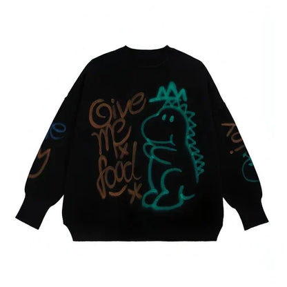 Graffiti Printed Loose Warm Sweater Women - Which Mark