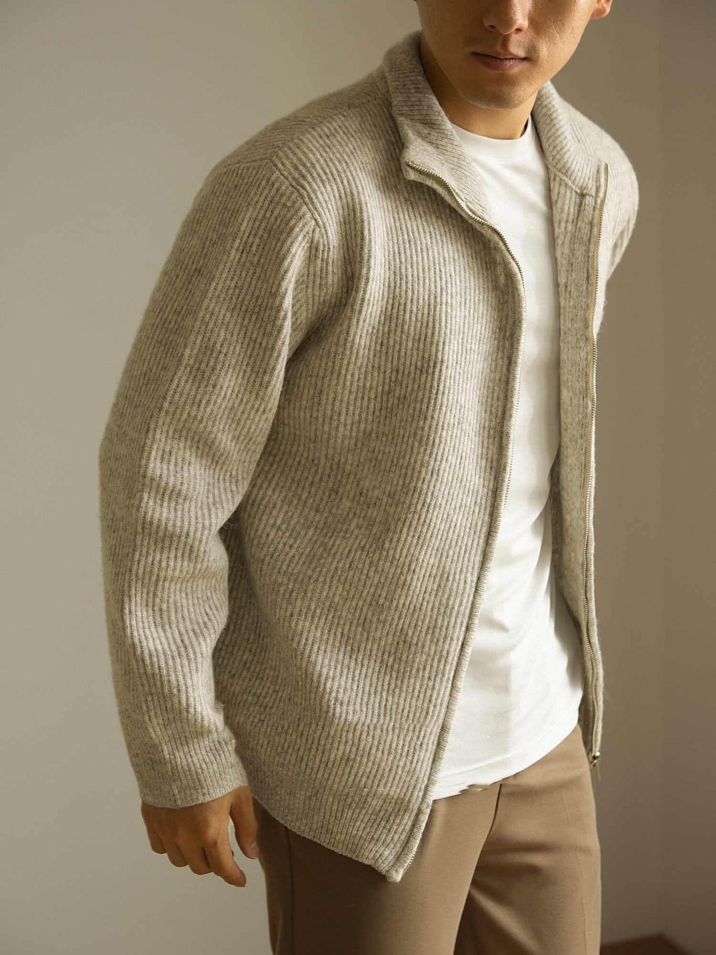 Knitted Zipper Jacket Loose Casual Turtleneck Men's Sweater - Which Mark