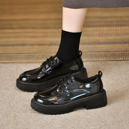 Platform Leather Shoes Women's British Style Slimming - Which Mark