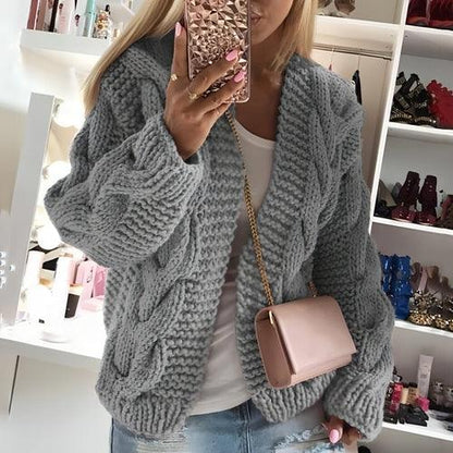 Sweater Women's Thick Thread Twist Knitted Cardigan Sweater - Which Mark