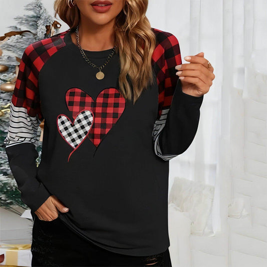 Women's Round Neck Long-sleeved Sweater Women's Plaid - Which Mark