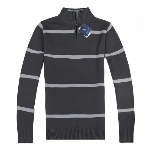 Slim Long-sleeved Casual Knit Sweater Men With Striped Wool - Which Mark