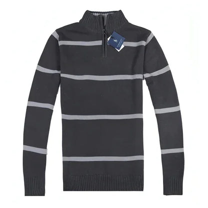 Slim Long-sleeved Casual Knit Sweater Men With Striped Wool - Which Mark