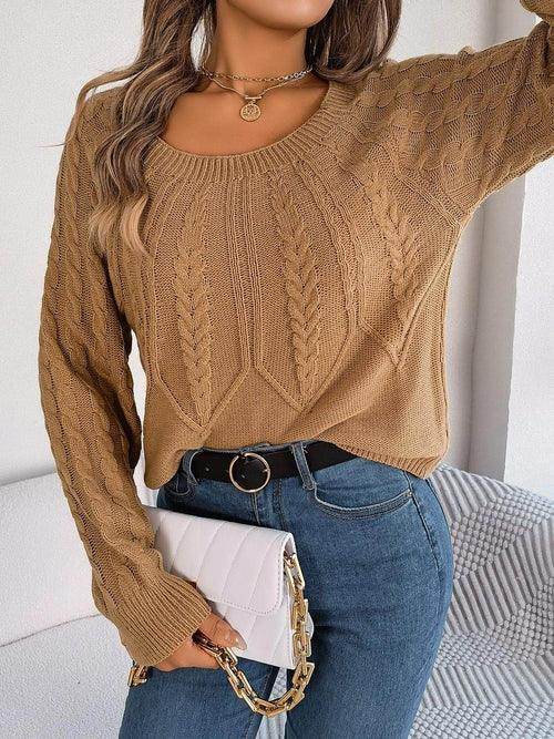 Leisure Solid Color Twist Long Sleeve Pullover Sweater Women - Which Mark