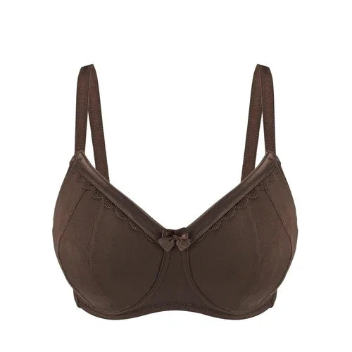 Cocoa-Supportive Non-Wired Silk & Organic Cotton Full Cup Bra with - Which Mark