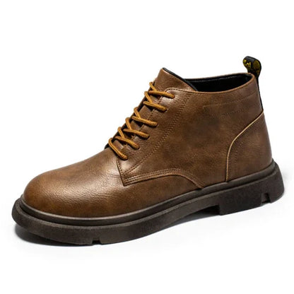 Men's Shoes High-top Sleeve Men's Leather Boots Cowhide British Retro - Which Mark
