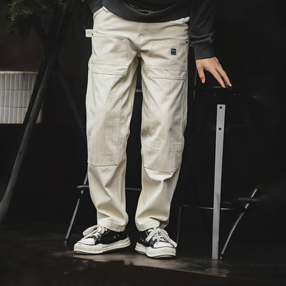 Retro Distressed Loose Creamy-white Jeans For Men - Which Mark